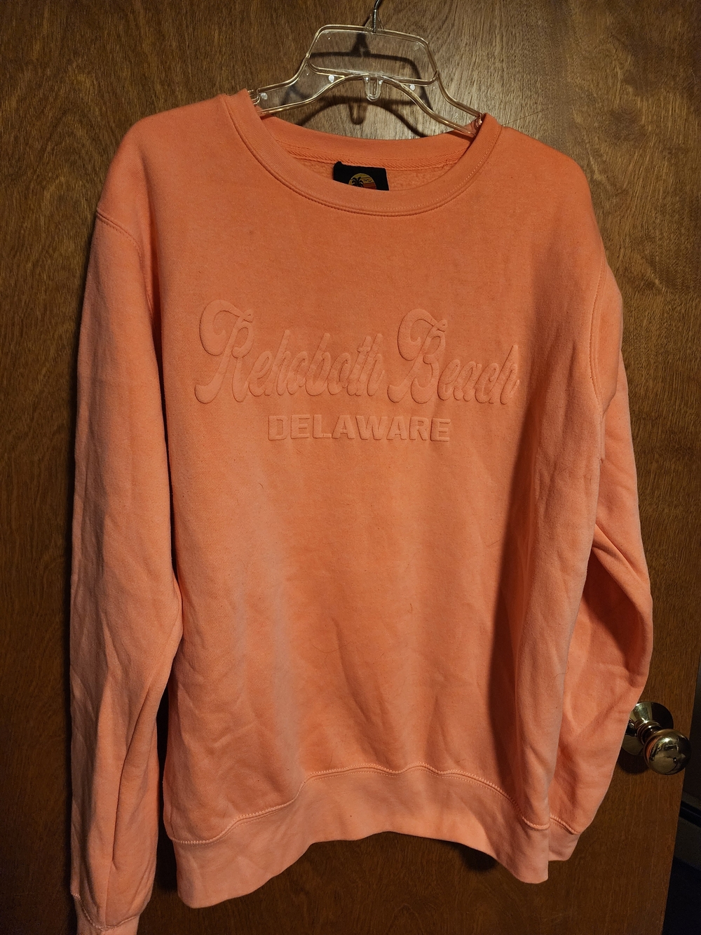 Rehoboth Beach Delaware Embroidered Crewneck Sweatshirt - Coral Size MED